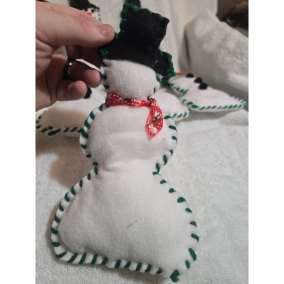 10 Homemade Felt Snowmen 8-9" Tall Christmas Winter Decor Ornaments - Picture 7 of 7